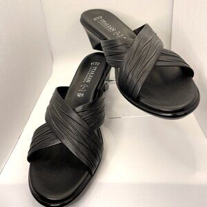 Italian Shoemakers Black Wedge Sandals – Size 12M – Made in Italy
